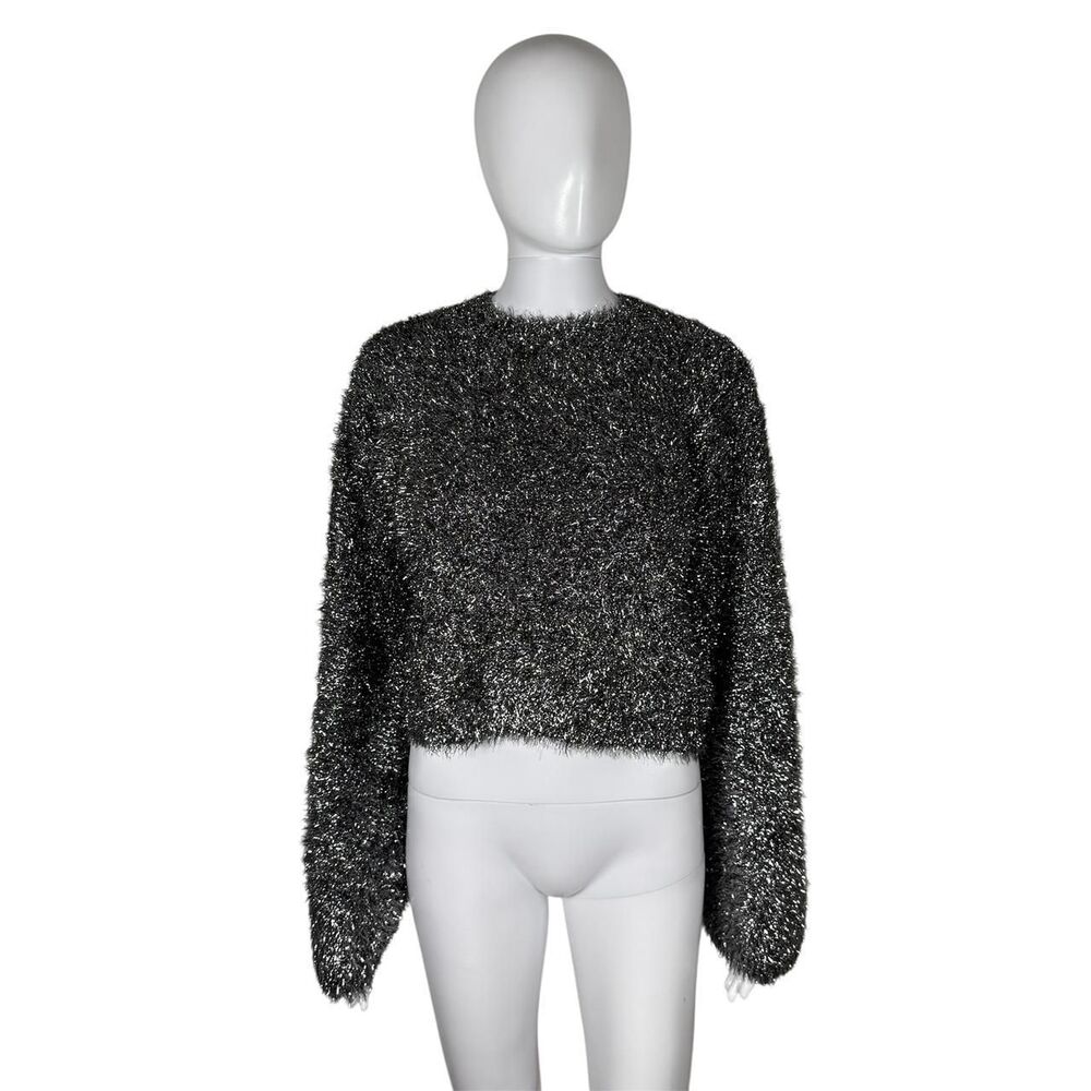 Gestuz Women's MattianiGZ Cropped Pullover Sweater in Gun Metal Sz XXS